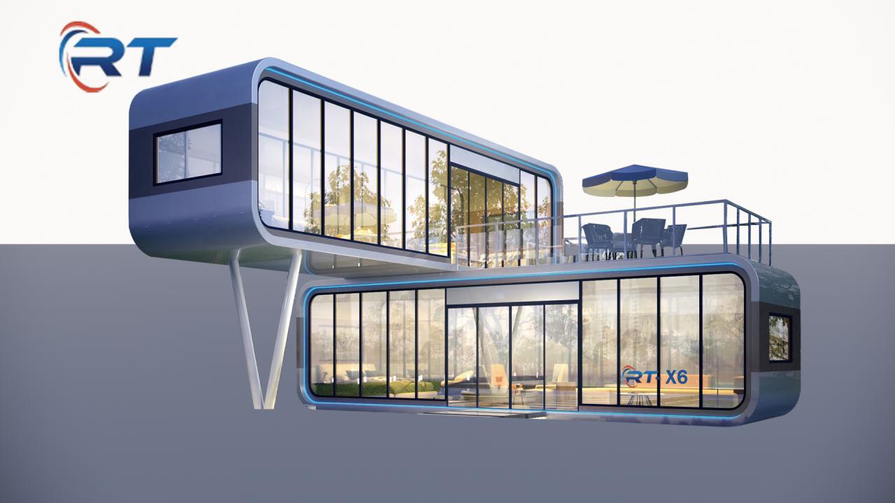 Space capsule house X6 a due livelli